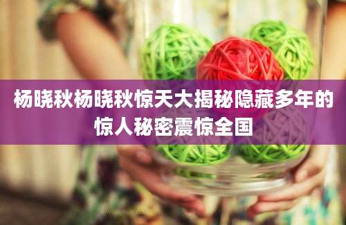 杨晓秋杨晓秋惊天大揭秘隐藏多年的惊人秘密震惊全国