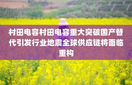 村田电容村田电容重大突破国产替代引发行业地震全球供应链将面临重构