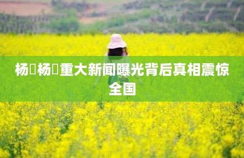 杨汭杨汭重大新闻曝光背后真相震惊全国