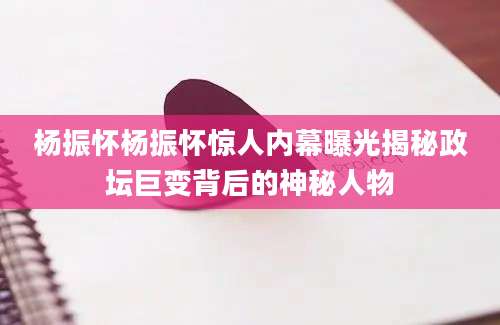 杨振怀杨振怀惊人内幕曝光揭秘政坛巨变背后的神秘人物