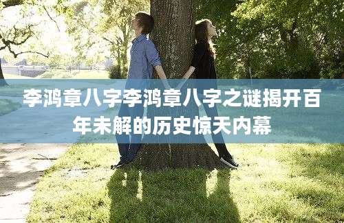 李鸿章八字李鸿章八字之谜揭开百年未解的历史惊天内幕