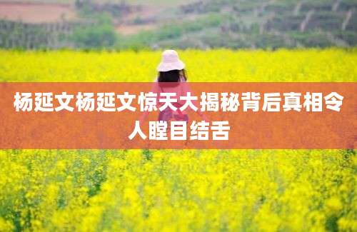 杨延文杨延文惊天大揭秘背后真相令人瞠目结舌