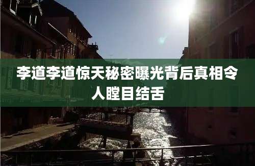 李道李道惊天秘密曝光背后真相令人瞠目结舌