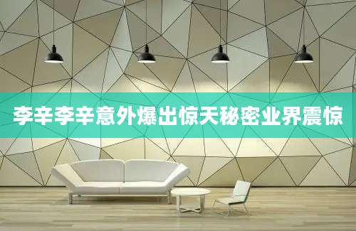李辛李辛意外爆出惊天秘密业界震惊
