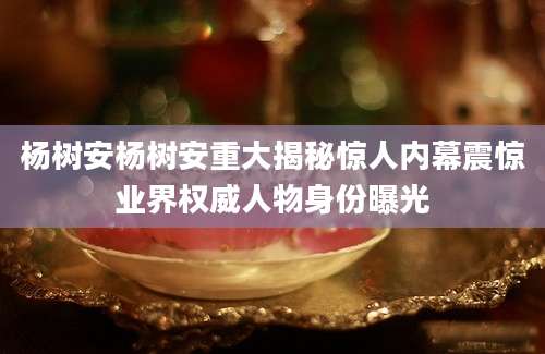 杨树安杨树安重大揭秘惊人内幕震惊业界权威人物身份曝光