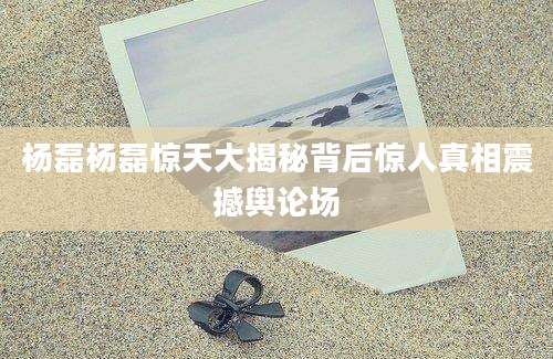 杨磊杨磊惊天大揭秘背后惊人真相震撼舆论场