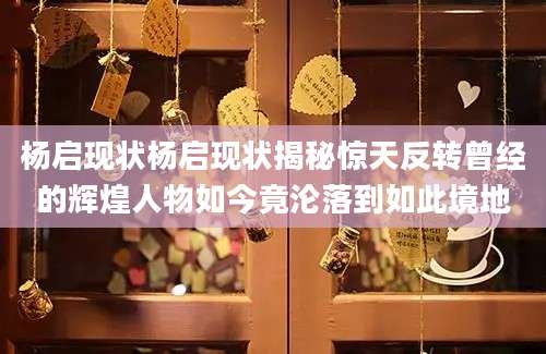 杨启现状杨启现状揭秘惊天反转曾经的辉煌人物如今竟沦落到如此境地