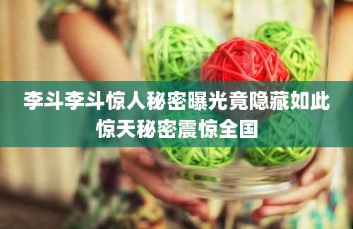 李斗李斗惊人秘密曝光竟隐藏如此惊天秘密震惊全国