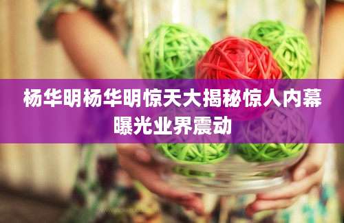 杨华明杨华明惊天大揭秘惊人内幕曝光业界震动