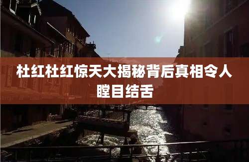 杜红杜红惊天大揭秘背后真相令人瞠目结舌