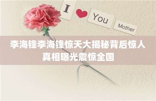 李海锋李海锋惊天大揭秘背后惊人真相曝光震惊全国