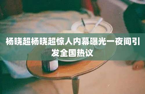 杨晓超杨晓超惊人内幕曝光一夜间引发全国热议