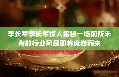 李长军李长军惊人揭秘一场前所未有的行业风暴即将席卷而来