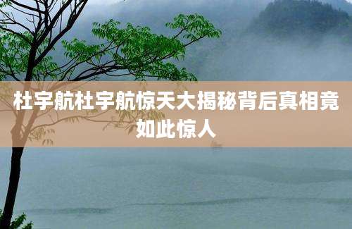 杜宇航杜宇航惊天大揭秘背后真相竟如此惊人