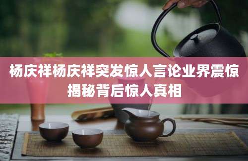 杨庆祥杨庆祥突发惊人言论业界震惊揭秘背后惊人真相