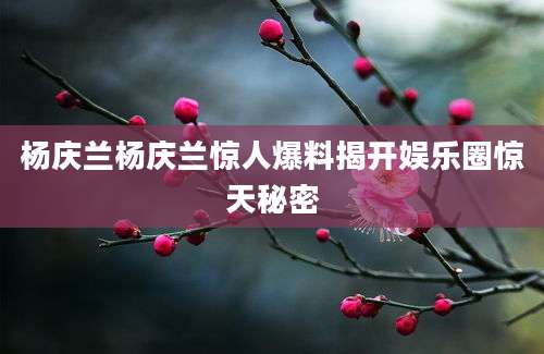 杨庆兰杨庆兰惊人爆料揭开娱乐圈惊天秘密