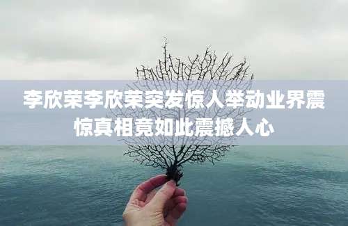 李欣荣李欣荣突发惊人举动业界震惊真相竟如此震撼人心