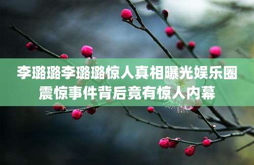 李璐璐李璐璐惊人真相曝光娱乐圈震惊事件背后竟有惊人内幕