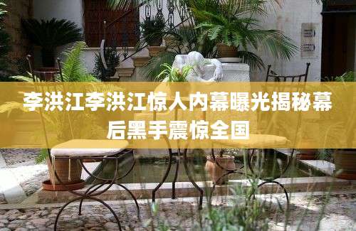 李洪江李洪江惊人内幕曝光揭秘幕后黑手震惊全国