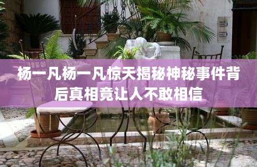 杨一凡杨一凡惊天揭秘神秘事件背后真相竟让人不敢相信