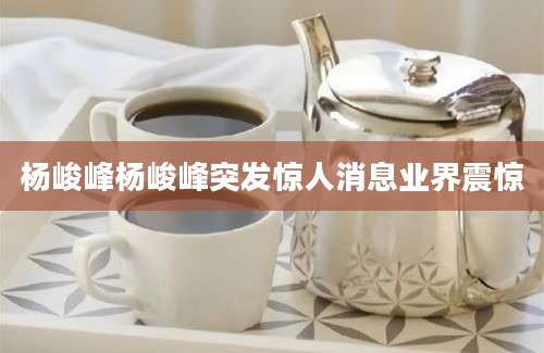 杨峻峰杨峻峰突发惊人消息业界震惊