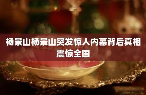 杨景山杨景山突发惊人内幕背后真相震惊全国