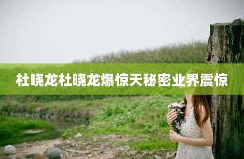 杜晓龙杜晓龙爆惊天秘密业界震惊