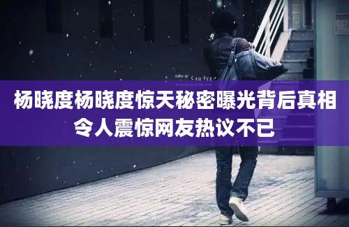 杨晓度杨晓度惊天秘密曝光背后真相令人震惊网友热议不已