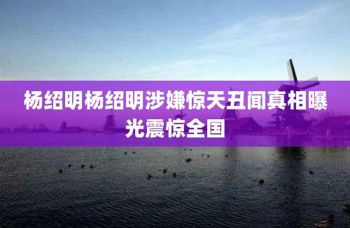 杨绍明杨绍明涉嫌惊天丑闻真相曝光震惊全国